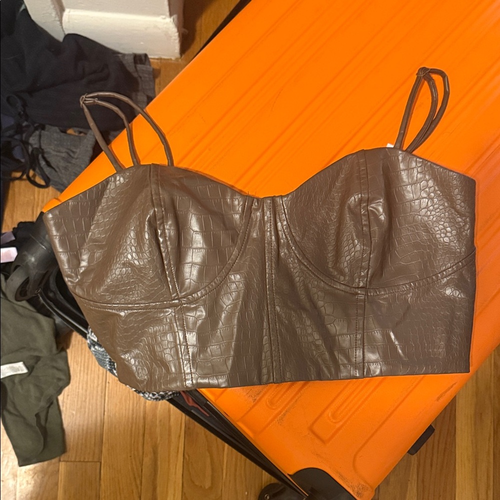 Espresso colored pleather crop top